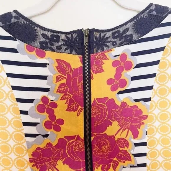 MATILDA JANE | Golden Key Sleeveless Yellow Red Navy White Floral Striped Dress - Picture 11 of 14